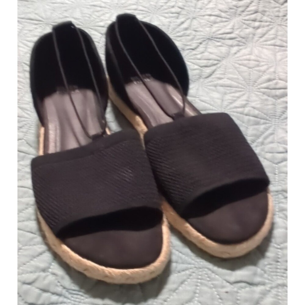 Eileen Fisher Women’s Mews Almond Toe Espadrilles Sandals Black Stretch Size 10